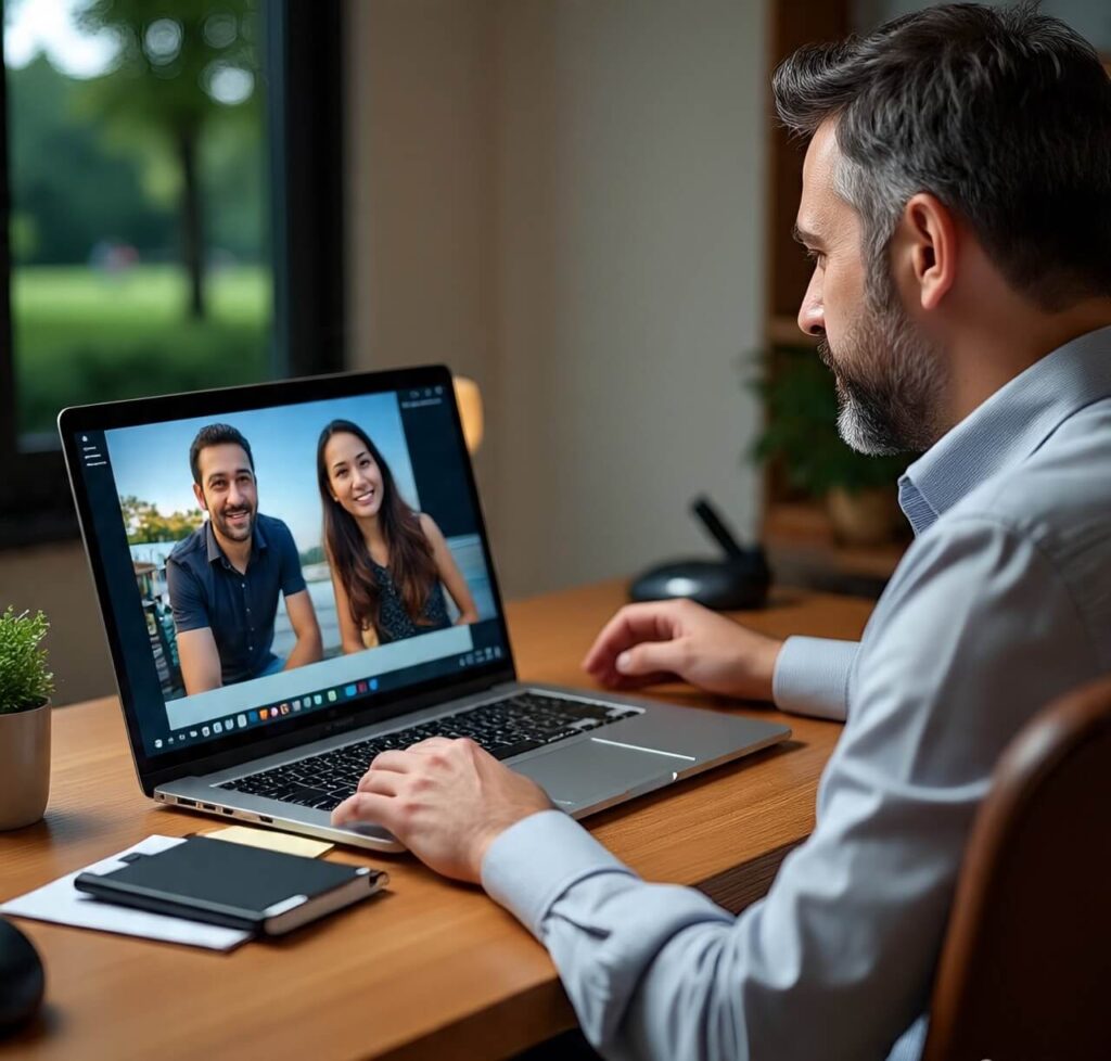 The ImmiQuest professional is in an exclusive video call with the client